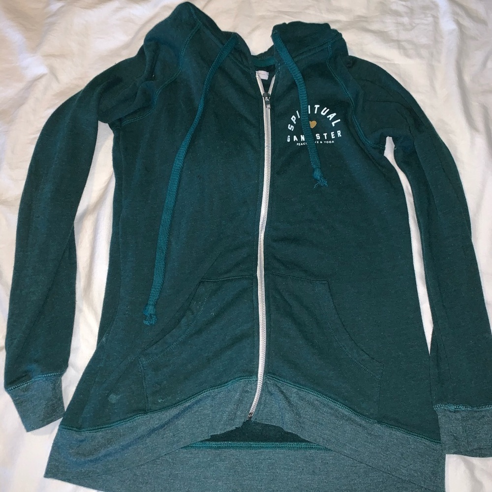 Spiritual Gangster Green Zip-Up Hoodie